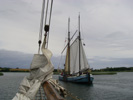 Neerlandia oplopen in het smalle Haderslev fjord.